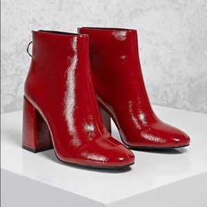 Faux Patent Leather Ankle Boots